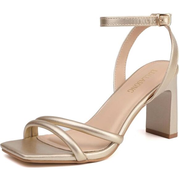 LULLASONG Ankle Strappy Heeled Sandals, Size 7 - Picture 3 of 13